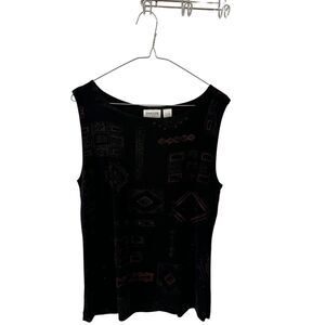Chicos Travelers Black‎ Design Printed Tank Women's Chico's Size 2